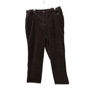 Liz & Me Womens 18W Dark Brown Corduroy Stretch Straight Leg Pants Elastic Waist